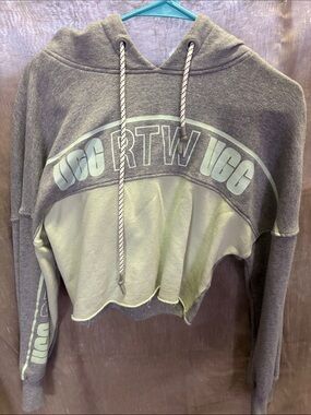 UGG Two-Tone Gray and Mint Cropped Hoodie